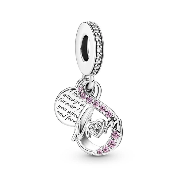 Mum Unendlichkeits-Pavé Doppelter Charm-Anhänger von PANDORA, Schneller Versand - Nordicspectra.de