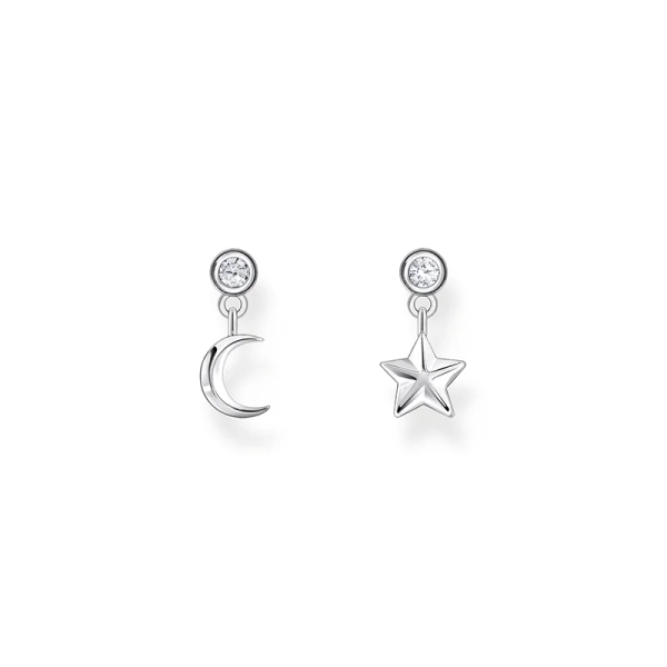 Ohrstecker mit Mond- und Stern-Anhänger und weißen Steinen Silber - Thomas Sabo - Nordic Spectra