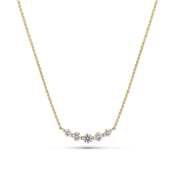 Tiara Piccolo Necklace 14K Guld med fem gnistrande syntetiska diamanter i en elegant böjd linje