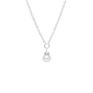 Petite Pearl Single Necklace i silver med justerbar längd och en vit sötvattenspärla