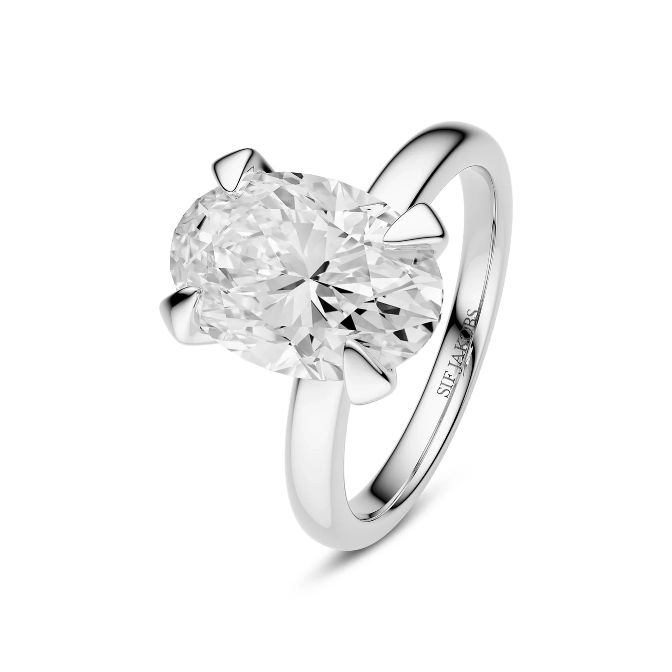 Sif Jakobs - Grace Ovale Solitaire Ring 14K Vitguld 3.00 ct