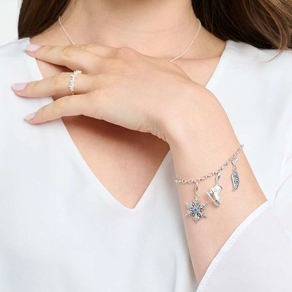 Charm Pendant Phoenix Feather With Blue Stones Silver - Thomas Sabo - Suuri valikoima & ilmainen lahjapaketointi - Nordicspectra.fi