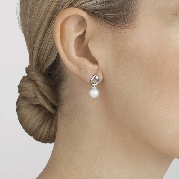 Magic Ohrringe Weißes Gold Mit Perlen Und Diamanten von Georg Jensen, Schneller Versand - Nordicspectra.de