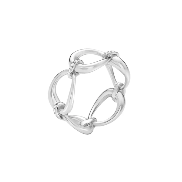 Offspring Länkad Ring i silver med diamanter