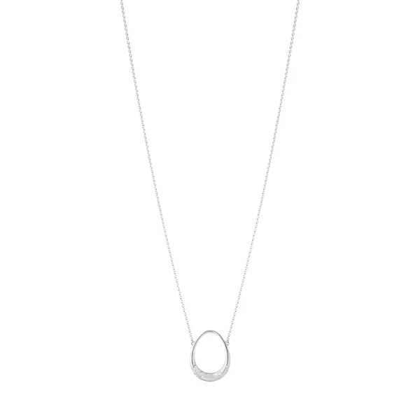 Offspring Hängsmycke Litet i silver med två sammanlänkade former och briljantslipade diamanter från Georg Jensen.