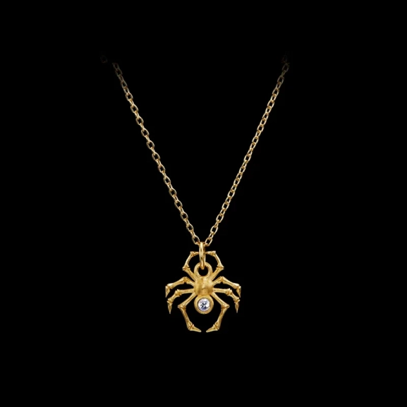 Spider Necklace Gold i 18K guldpläterat silver med månsten