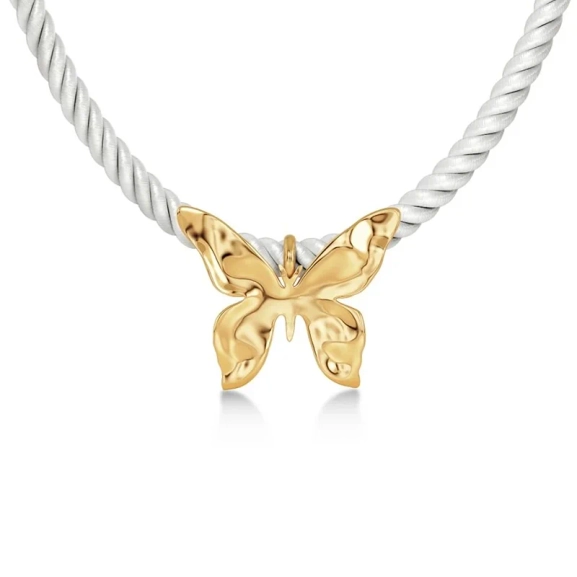 Halsband med fjärilsdesign i 14K guldpläterat stål