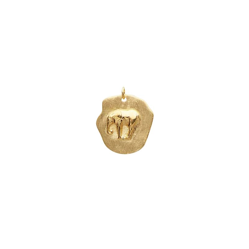 CU Jewellery - Letters/Two Elephant Big Pendant Gold