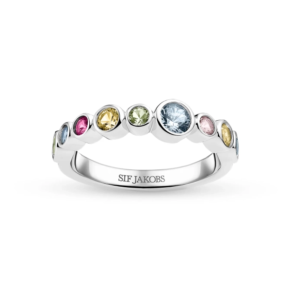Sardinien Ring Mix i silver med färgglada cubic zirconia-stenar