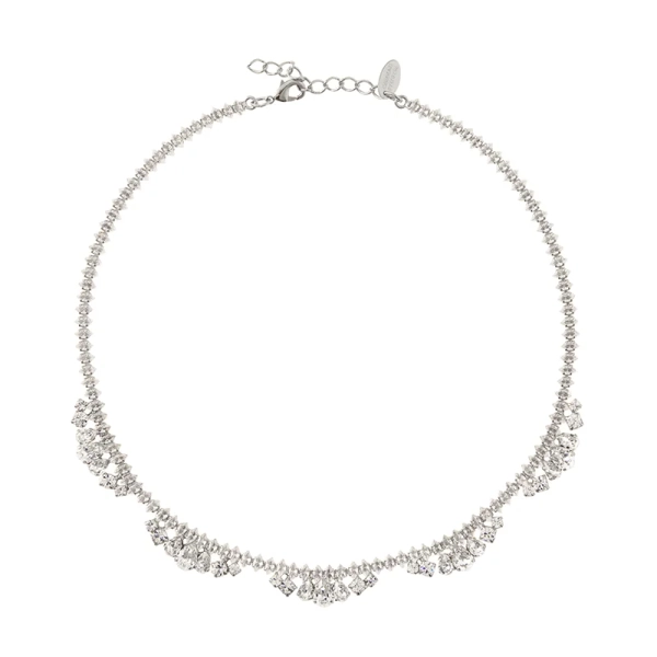 Halsband i rhodium med skimrande kristaller