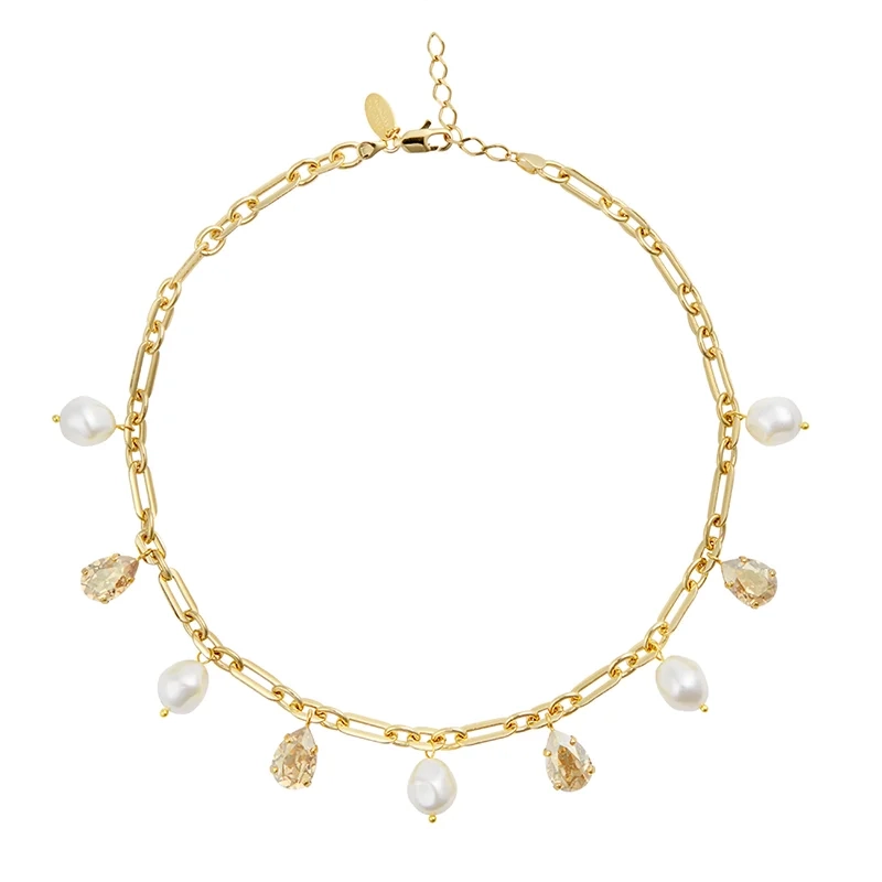 Caroline Svedbom - Ayra Necklace Gold Pearl / Golden Shadow