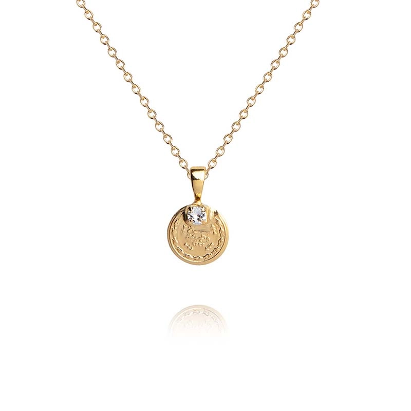 Caroline Svedbom - Bohemian Coin Necklace Gold Crystal
