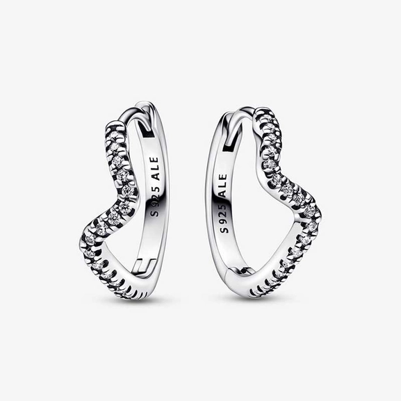 Sparkling Wave Hoop Earrings - PANDORA - Suuri valikoima & ilmainen lahjapaketointi - Nordicspectra.fi