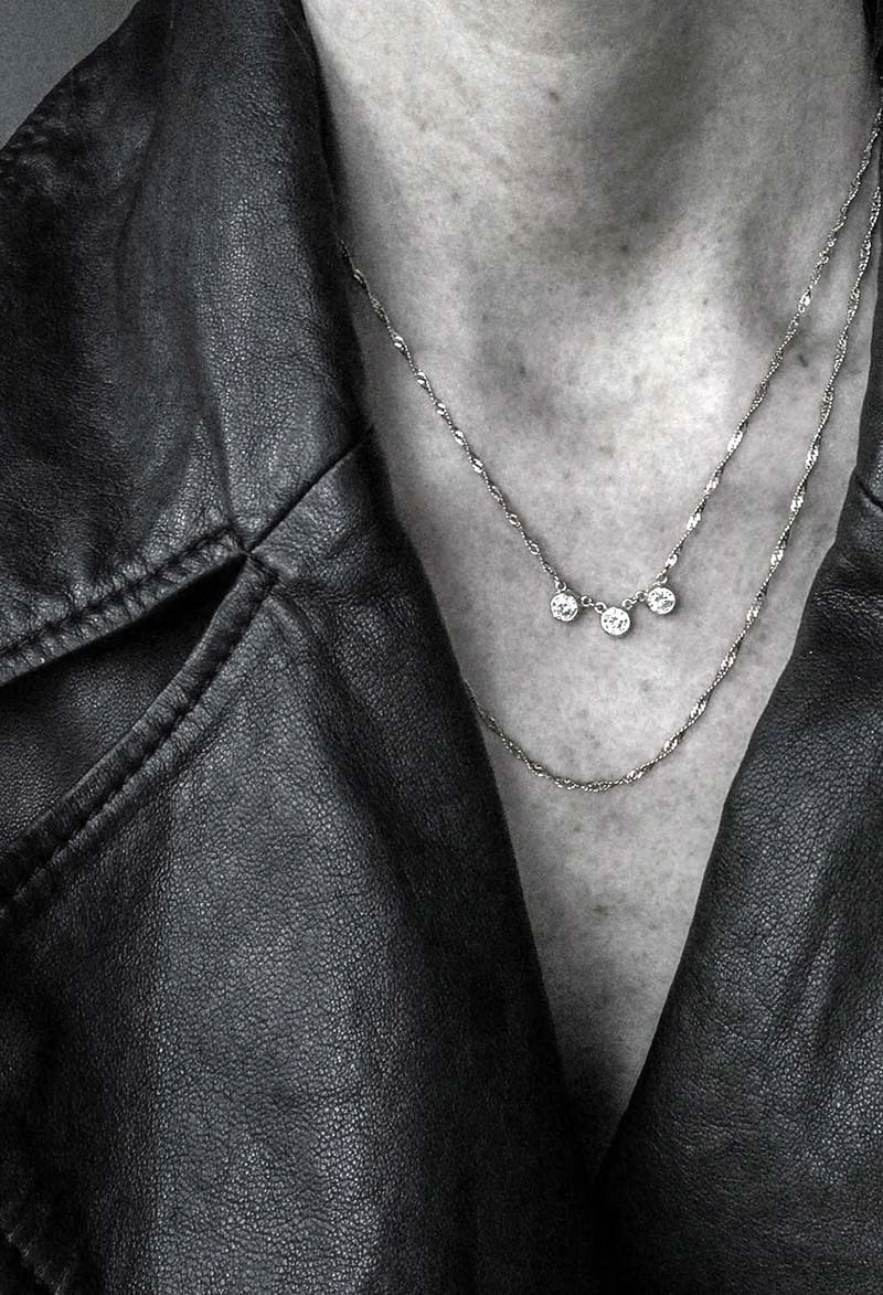Cubic Tripple Neck Silver -CU Jewellery - Snabb frakt & paketinslagning - Nordicspectra.se