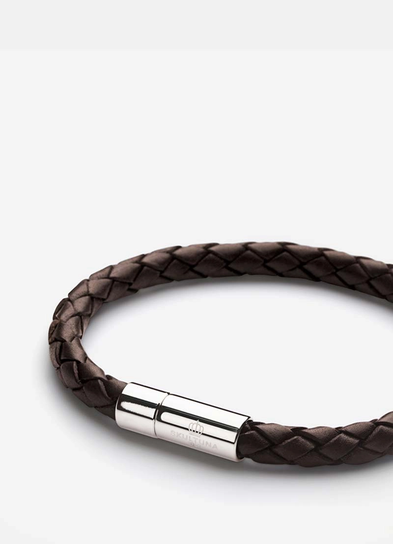 Leather Bracelet Silver - Dark Brown - Skultuna - Snabb frakt & paketinslagning - Nordicspectra.se