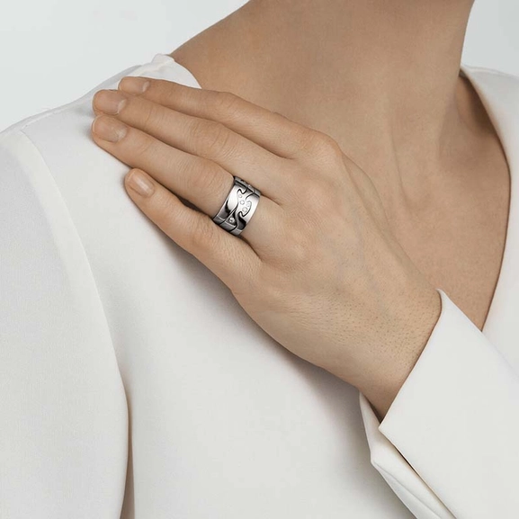 Fusion 3-delad Ring VG/VG/Diamanter - Georg Jensen ringar - Snabb frakt & paketinslagning - Nordicspectra.se