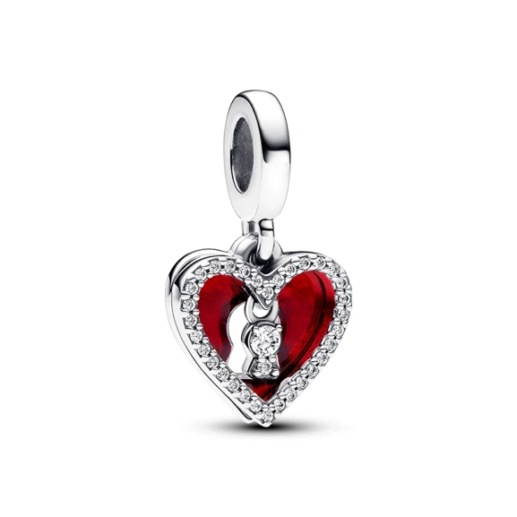 Rotes Herz & Schlüsselloch Doppelter Charm-Anhänger - PANDORA - Nordic Spectra
