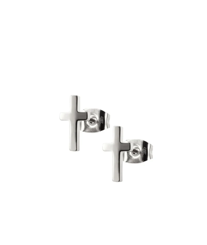 Astrid & Agnes - CROSS Plain Stud Örhängen Stål