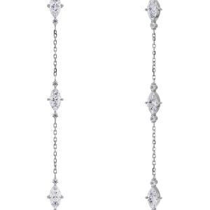Trinny Earrings i rostfritt stål med tre grupper av gnistrande cubic zirconia-stenar på en polerad ankarkedja