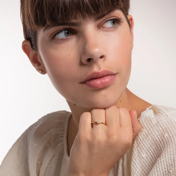 Ring med Vit Sten Guld - Thomas Sabo ringar - Snabb frakt & paketinslagning - Nordicspectra.se