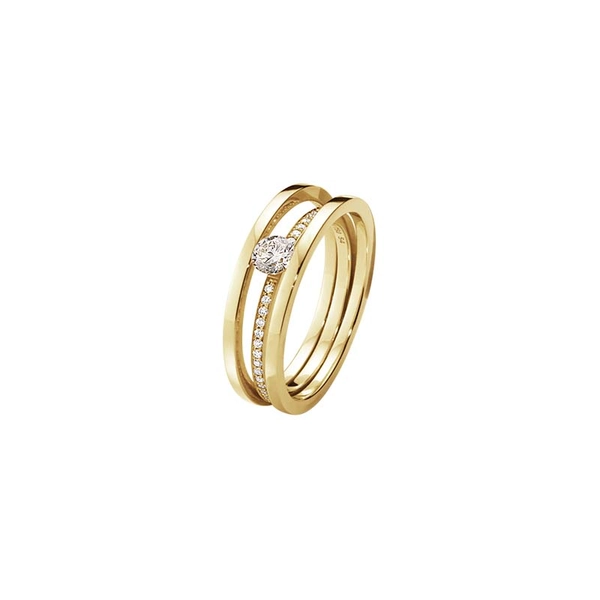 Halo Solitärring Guld med Pavéinfattade Diamanter Enkel - Georg Jensen ringar - Snabb frakt & paketinslagning - Nordicspectra.se