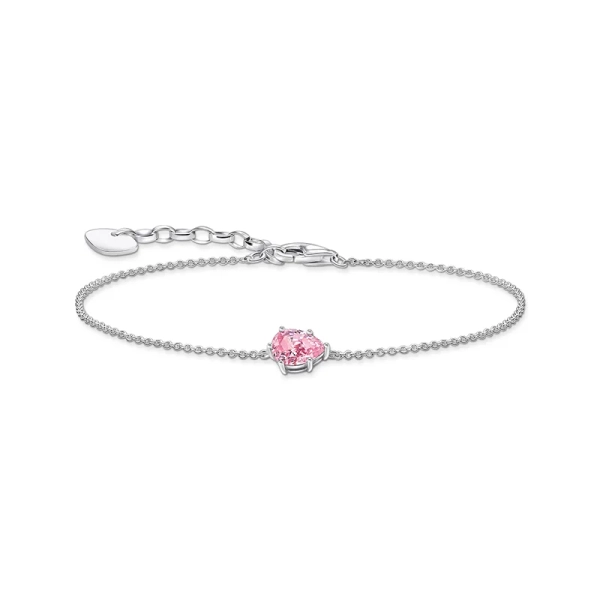 Bracelet with Drop-shaped Pink Sparkling Stone - Thomas Sabo - Suuri valikoima & ilmainen lahjapaketointi - Nordic Spectra