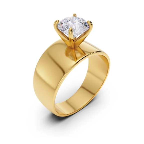 Edblad Solo Ring i 14K guldpläterat stål med en 7 mm Cubic Zirconia-sten