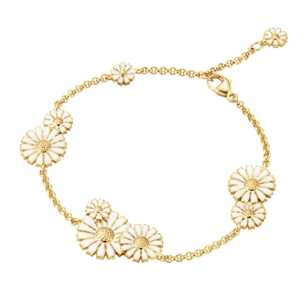 Daisy Vit Layered Armband Guld i 18K guldpläterat silver med vita tusenskönor