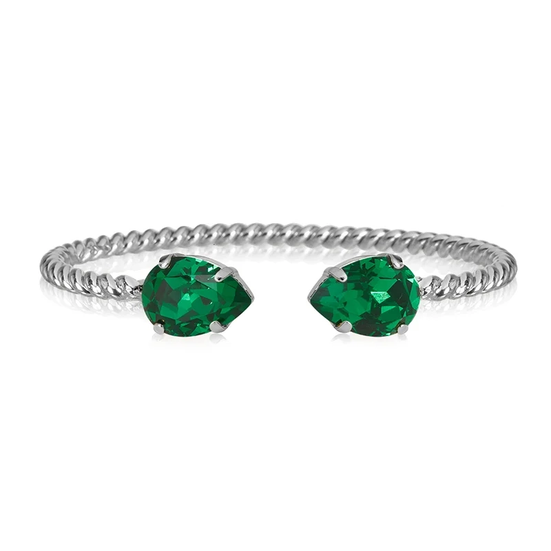 Caroline Svedbom - Mini Drop Bracelet Rhodium Majestic Green