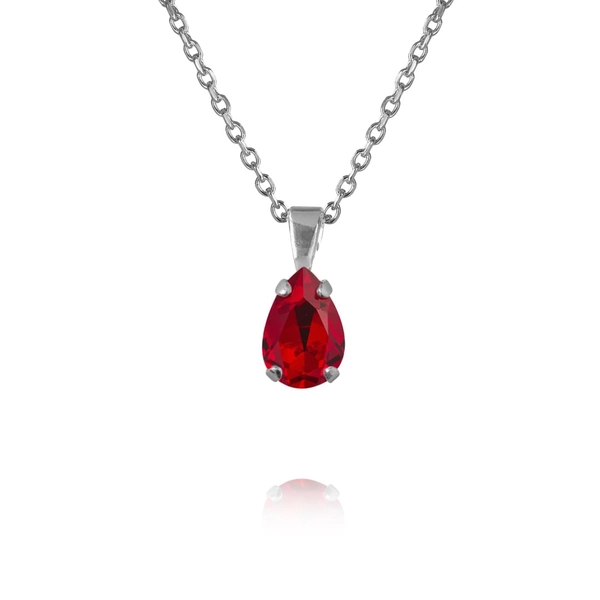 Petite Drop Necklace i rodium med en ljusröd Light Siam-kristall