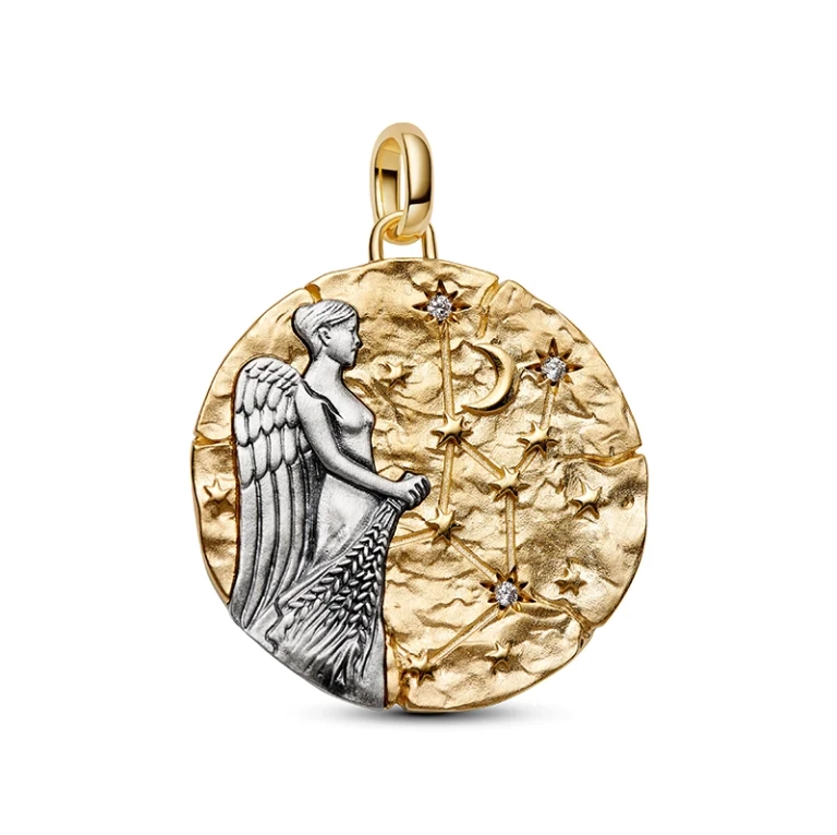 Jungfrun Medaljong från Pandora ME i silver och 14K guldplätering