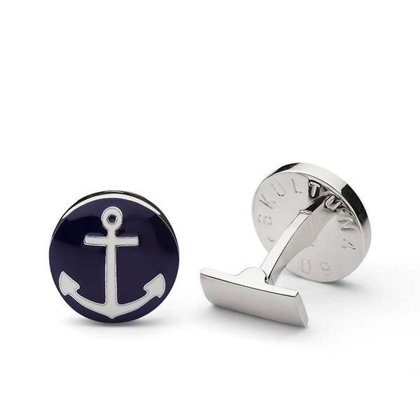 Manschettknappar Anchor Silver Blå/Vit - Skultuna - Snabb frakt & paketinslagning - Nordicspectra.se