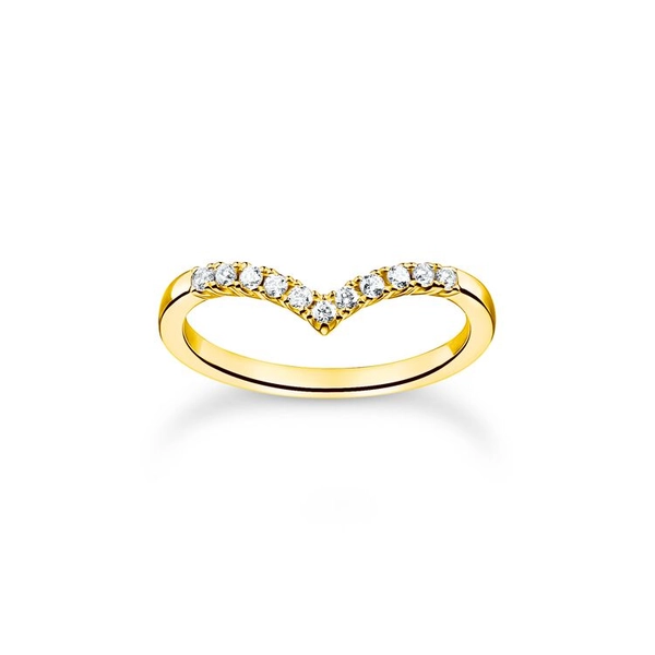 Ring V-Form Mit Weißen Steinen Gold von Thomas Sabo, Schneller Versand - Nordicspectra.de