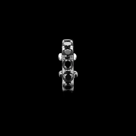 Eternity Ohrklemme Schwarzer Spinell in Silber mit schwarzen Spinellen