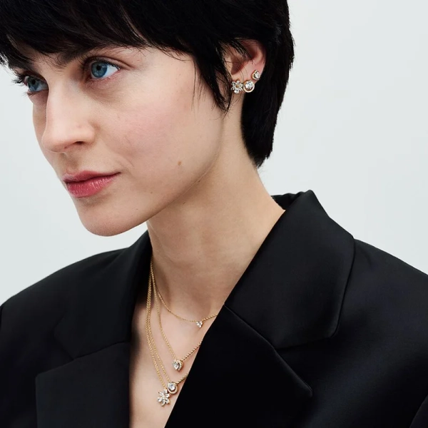 Halsband med Glittrande Hjärta Guld - PANDORA - Snabb leverans & paketinslagning - Nordic Spectra