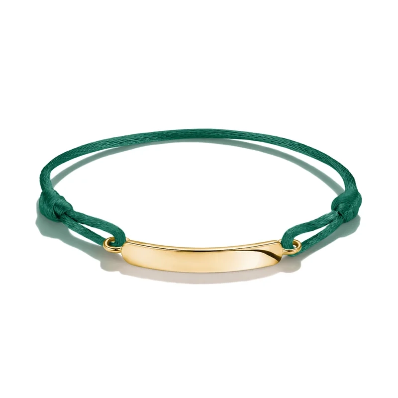 Thomas Sabo - Graverbart Mörkgrönt Textilarmband Guld