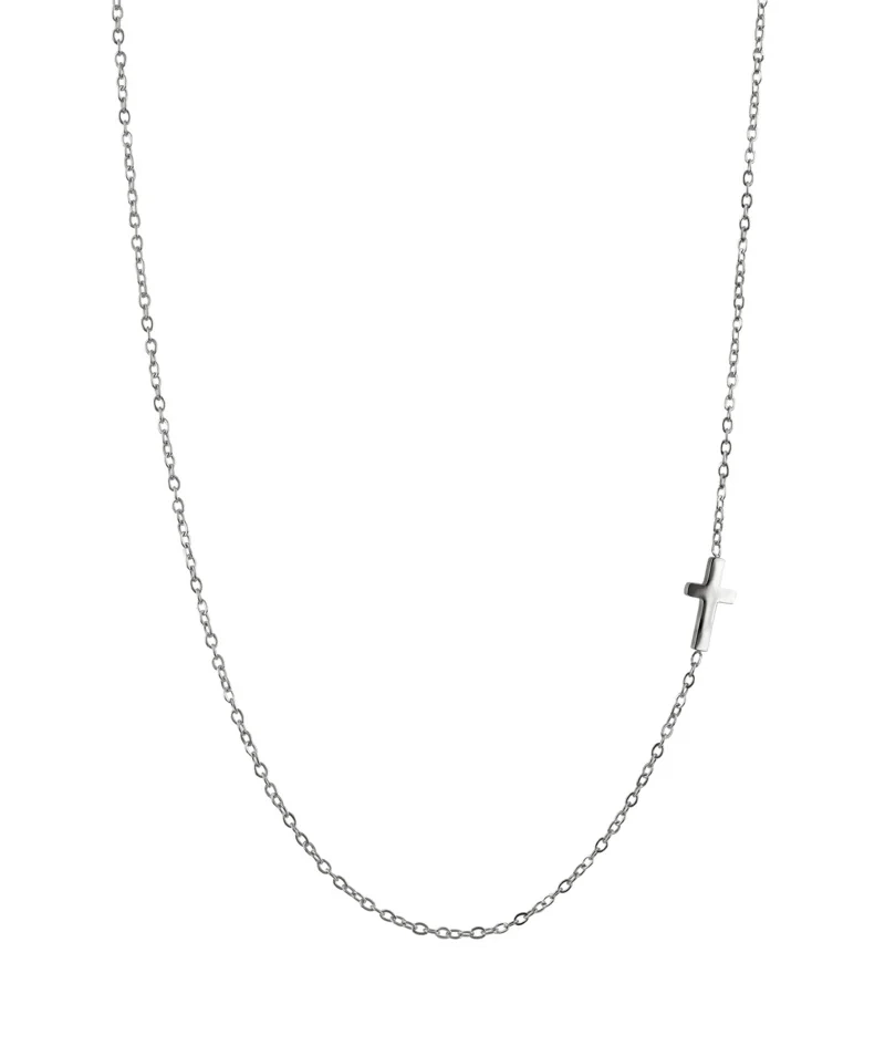 Astrid & Agnes - CROSS Plain Halsband Stål
