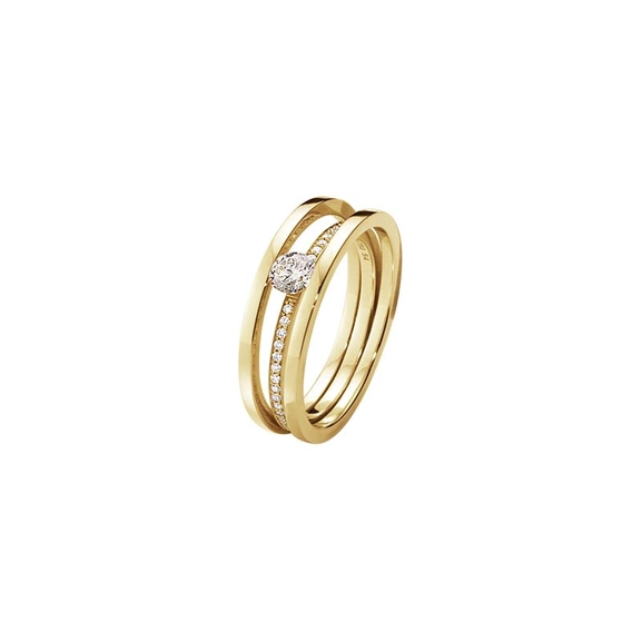 Halo Solitärring Guld med Pavéinfattade Diamanter Enkel - Georg Jensen ringar - Snabb frakt & paketinslagning - Nordicspectra.se