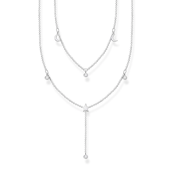 Collier Doppel Weiße Steine Silber von Thomas Sabo, Schneller Versand - Nordicspectra.de