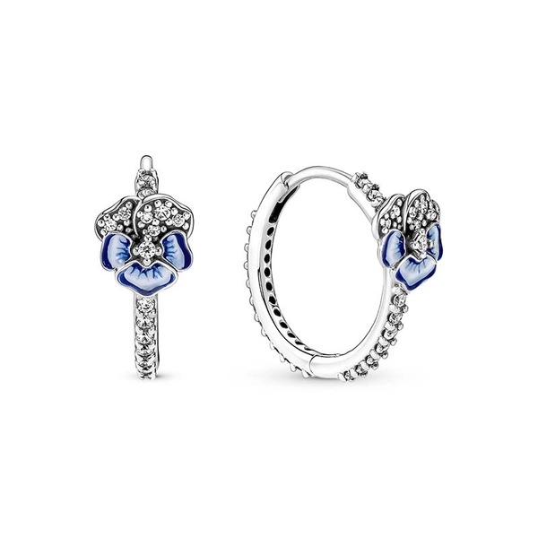 Blue Pansy Flower Creoler - PANDORA - Snabb frakt & paketinslagning - Nordicspectra.se