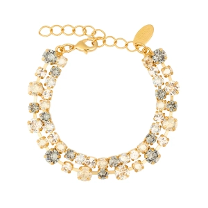 Mini Pomona armband i guldpläterad mässing med svarta Swarovski-kristaller