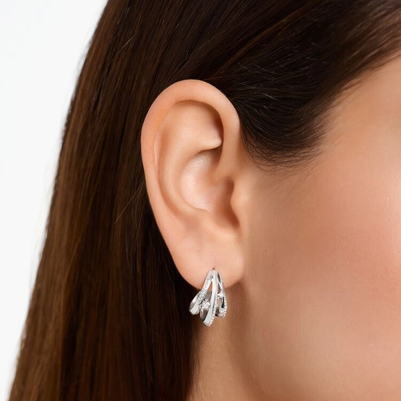 Creolen Welle Mit Weißen Steinen von Thomas Sabo, Schneller Versand - Nordicspectra.de
