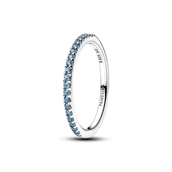 Funkelnder türkisfarbener Ewigkeitsring von Pandora aus Silber mit türkisfarbenen Zirkonia-Steinen