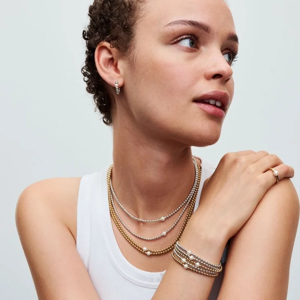 Behandelte Süßwasserzuchtperle & Kugeln Collier-Halskette - PANDORA - Nordic Spectra
