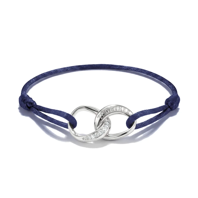 Thomas Sabo - Blått Together Glittrande Textilarmband