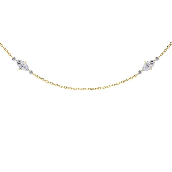 Trinny Necklace i 14K guldplätering med cubic zirconia-stenar på en facetterad kedja