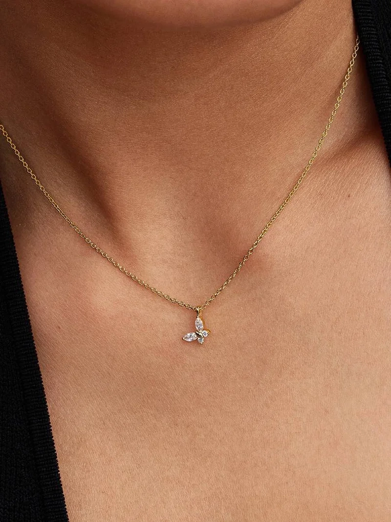 Fjäril halsband pläterat med 14 karat guld