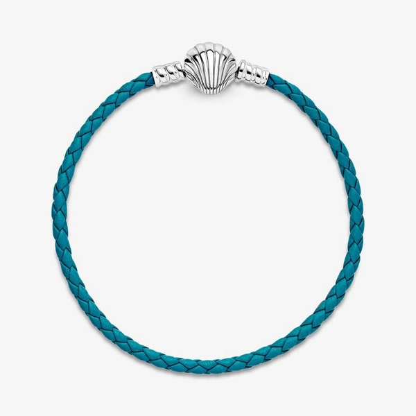 Flätat Turkost Läderarmband med Snäcklås - PANDORA - Snabb frakt & paketinslagning - Nordicspectra.se