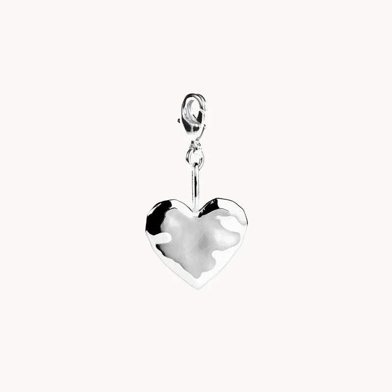 Organic Heart Charm Silver