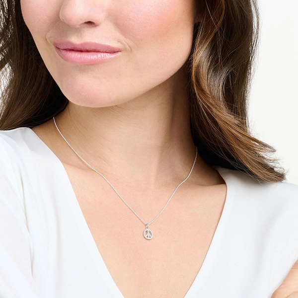 Kette Peace Mit Weißen Steinen Silber von Thomas Sabo, Schneller Versand - Nordicspectra.de